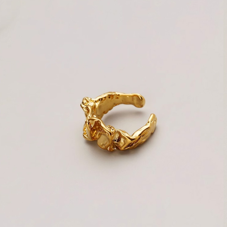 Irregular folds, personalized design, high-end feel, 18K gold vacuum plated opening, adjustable ring, ring for women